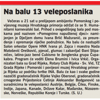 Na balu 13 veleposlanika