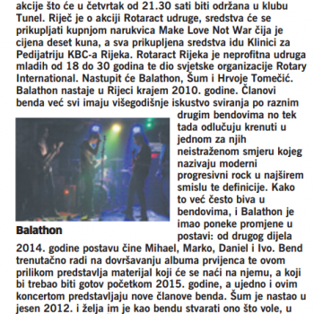 Balathon, Šum i Hrvoje Tomečić sutra u Tunelu