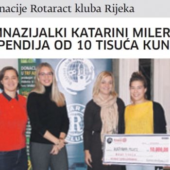Rotaract klub Rijeka dodijelio stipendiju u iznosu od 10,000 kn